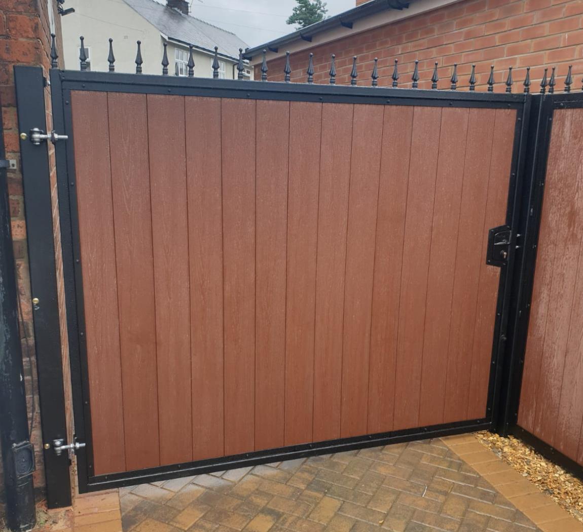 Rear of a composite gate and panel installed to a property in Leyland, near Preston.