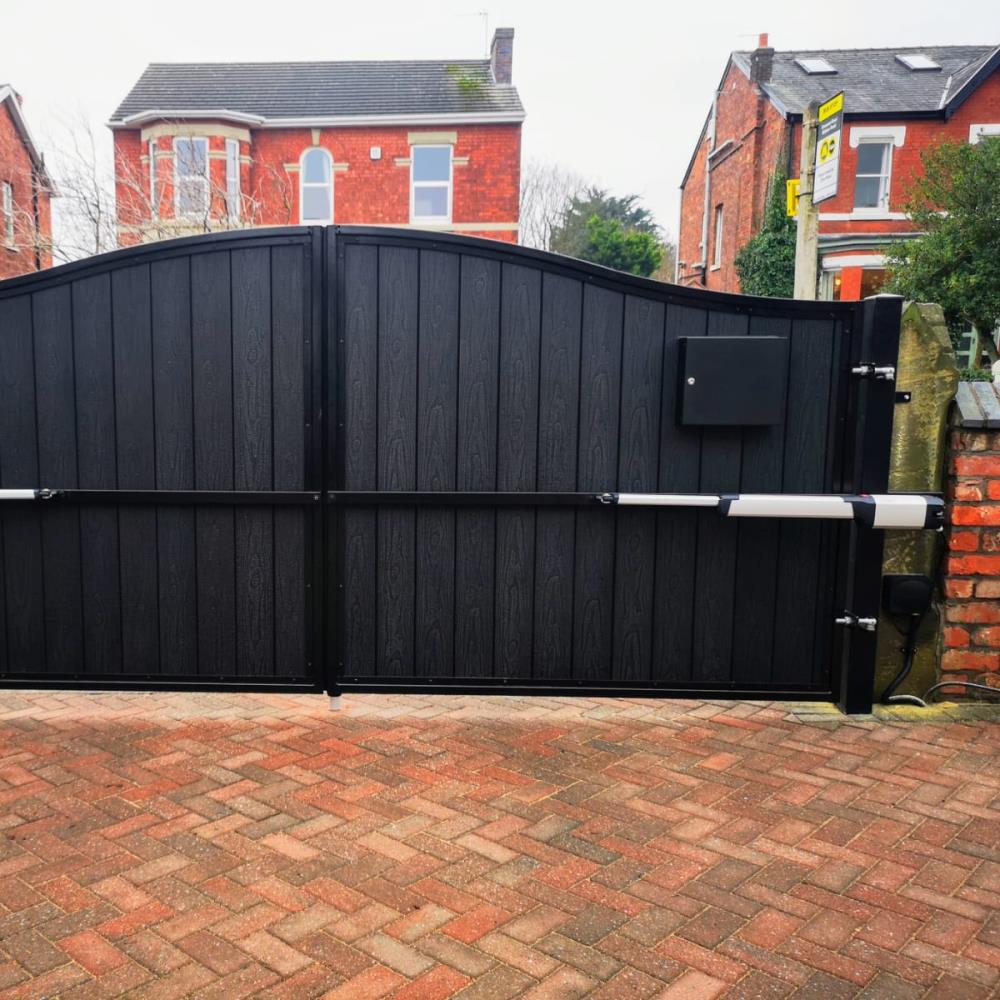 Rear of automated composite gates installed to a property in Southport, Merseyside.